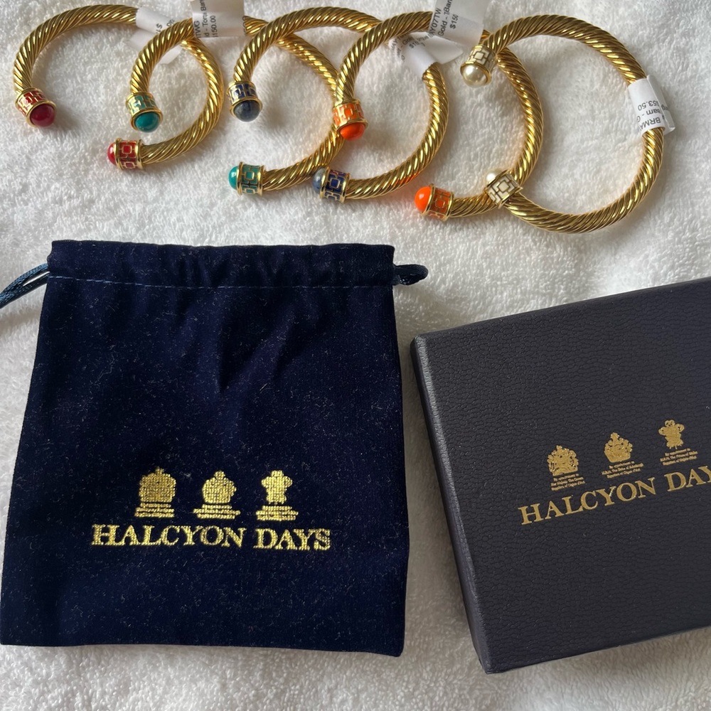 (ONE) Halcyon Days Gold-Tone Twisted Cuff Bracelet with Orange Accent ONE ONLY